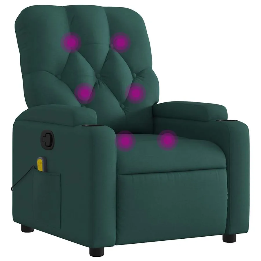 Fauteuil de massage inclinable Vert foncé Tissu - 2
