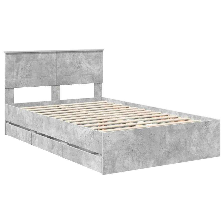 Cadre de lit Gris béton 120 x 190 cm Bois Ingénierie - 4
