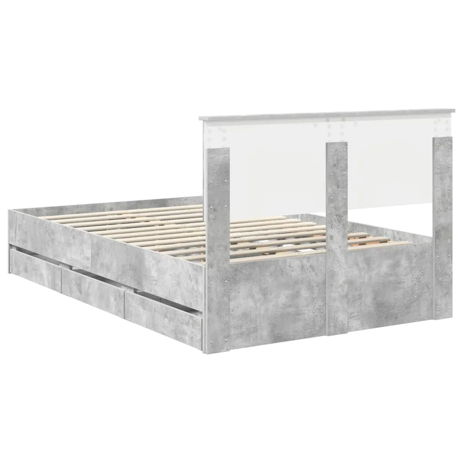 Cadre de lit Gris béton 120 x 190 cm Bois Ingénierie - 8