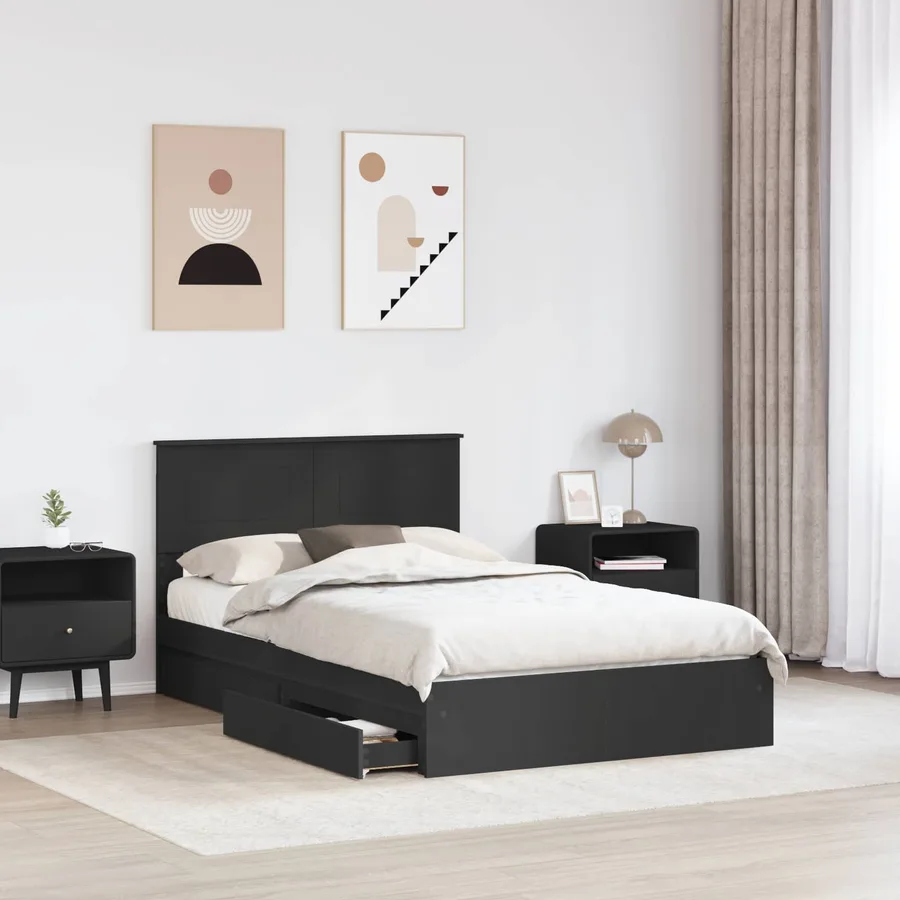 Lit de Rangement Noir 120 x 190 cm Bois d'ingénierie - 3