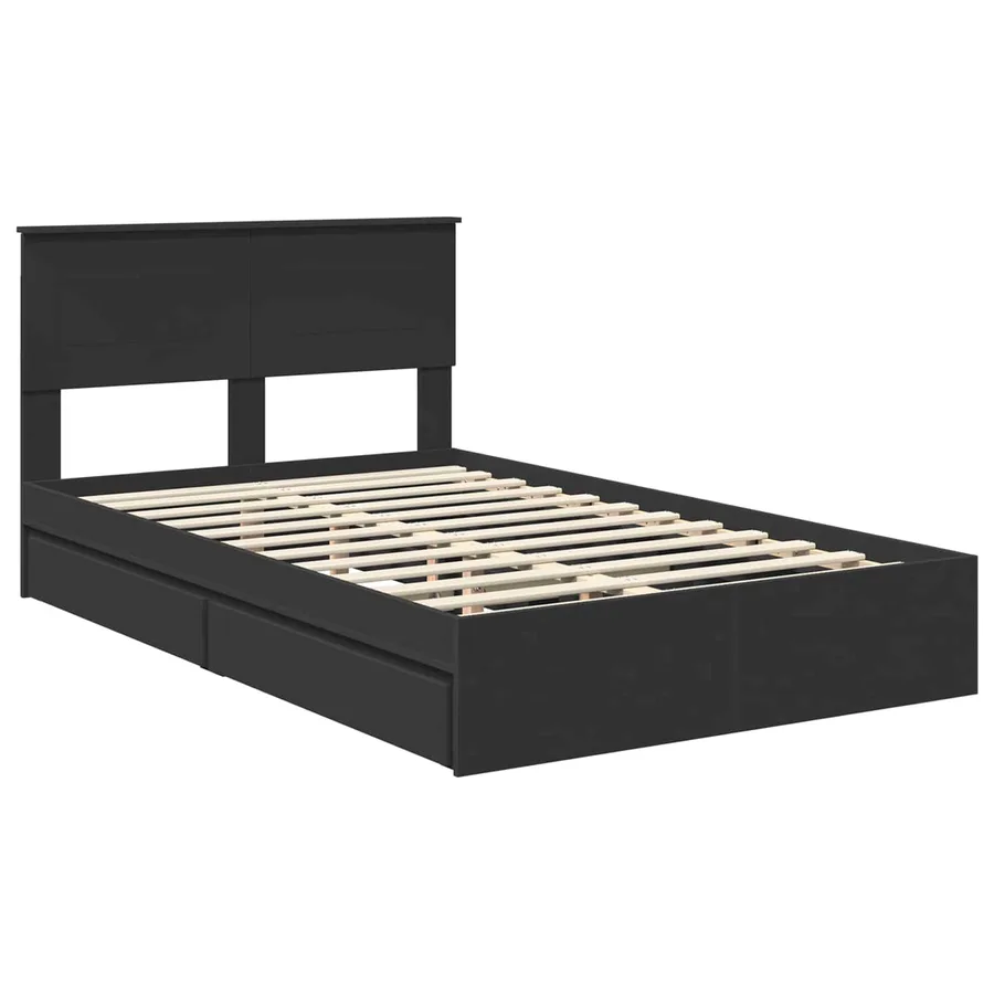 Lit de Rangement Noir 120 x 190 cm Bois d'ingénierie - 4