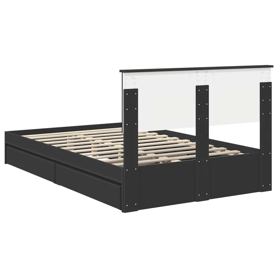 Lit de Rangement Noir 120 x 190 cm Bois d'ingénierie - 8