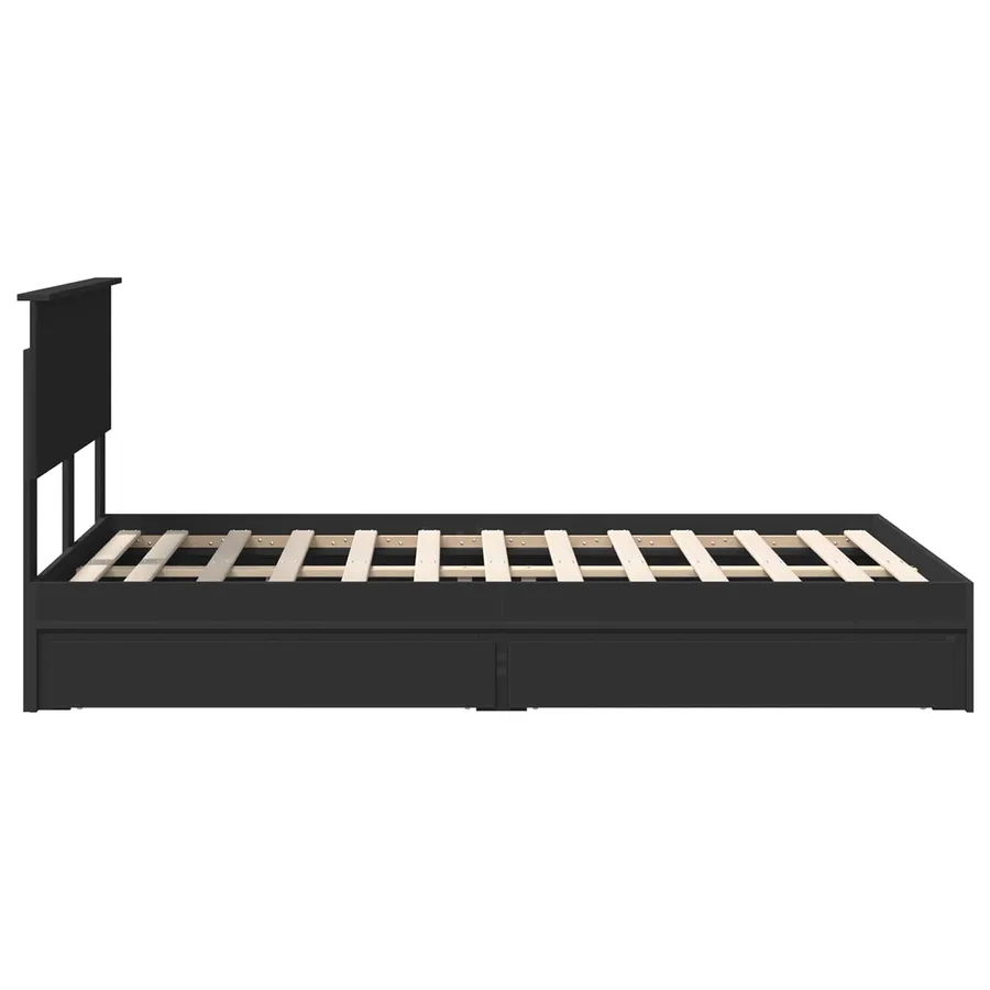 Lit de Rangement Noir 120 x 190 cm Bois d'ingénierie - 9