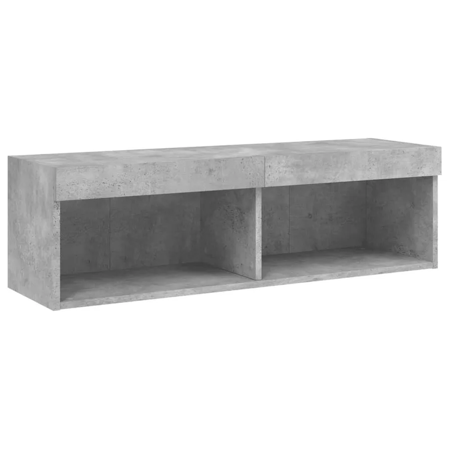 Meuble TV avec lumières LED gris béton 100x30x30 cm - 9