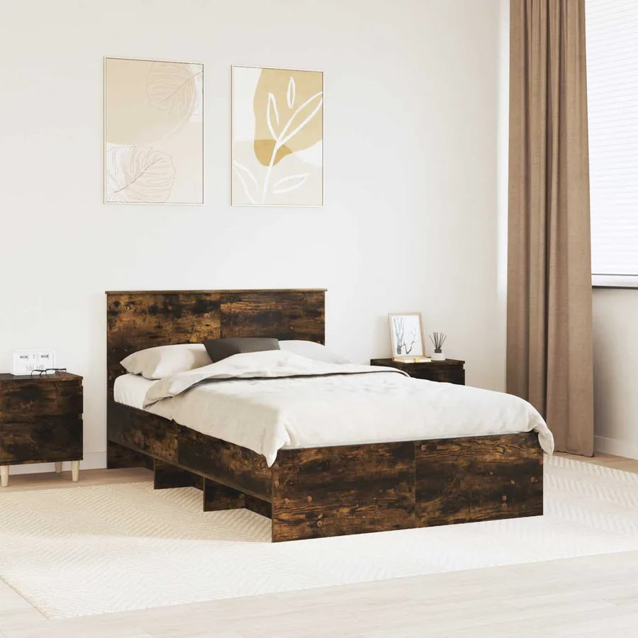 Cadre de lit Chêne fumé 120 x 123 cm Bois d'ingénierie