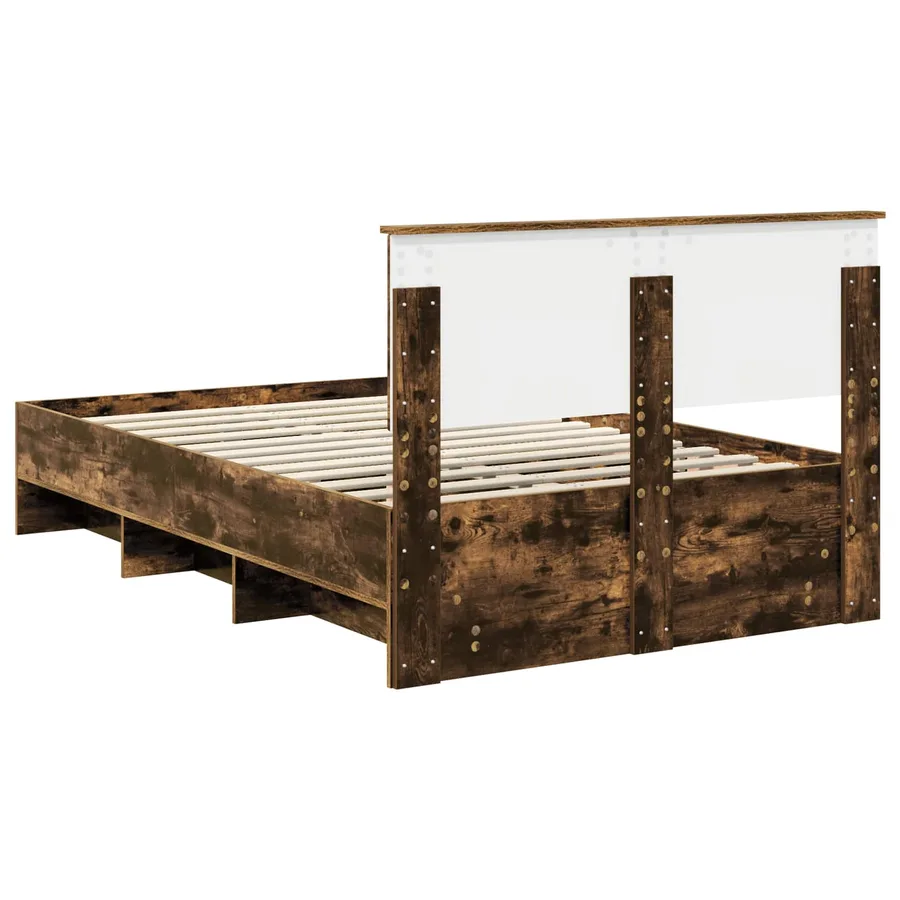 Cadre de lit Chêne fumé 120 x 123 cm Bois d'ingénierie - 9