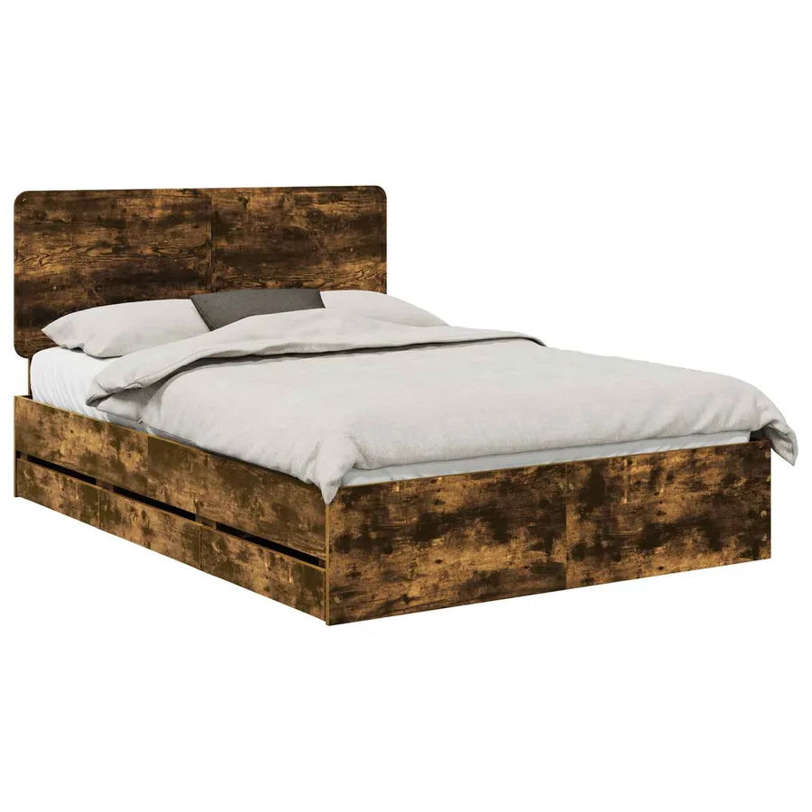 Cadre de lit Chêne fumé 140 x 190 cm Bois Ingénierie - 2