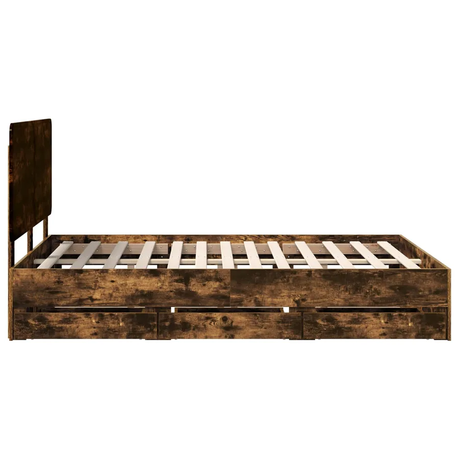 Cadre de lit Chêne fumé 140 x 190 cm Bois Ingénierie - 9