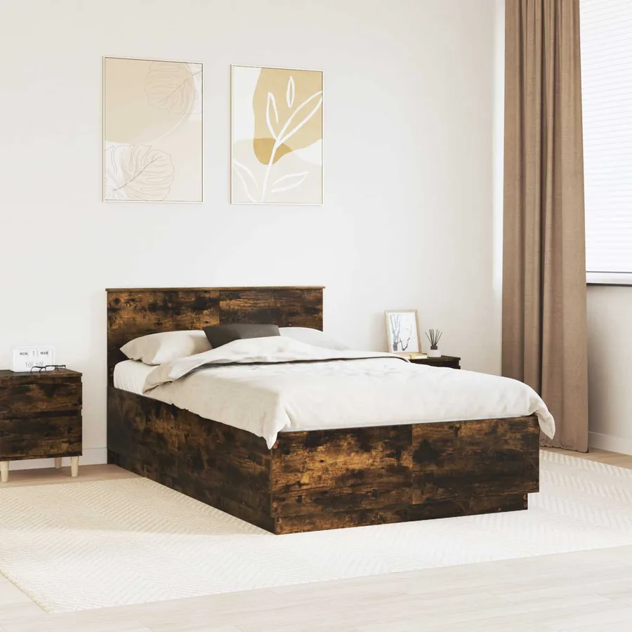 Cadre de lit Chêne fumé 120 x 190 cm Bois d'ingénierie