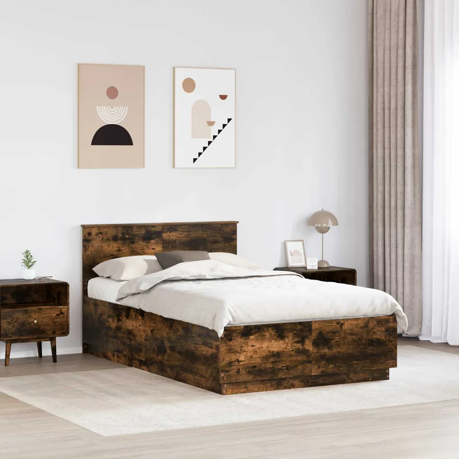 Cadre de lit Chêne fumé 120 x 190 cm Bois d'ingénierie - 3