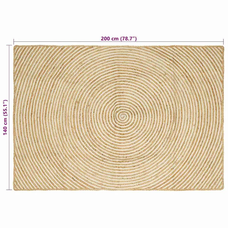 Tapis de surface Blanc 140 x 200 cm Jute - 8