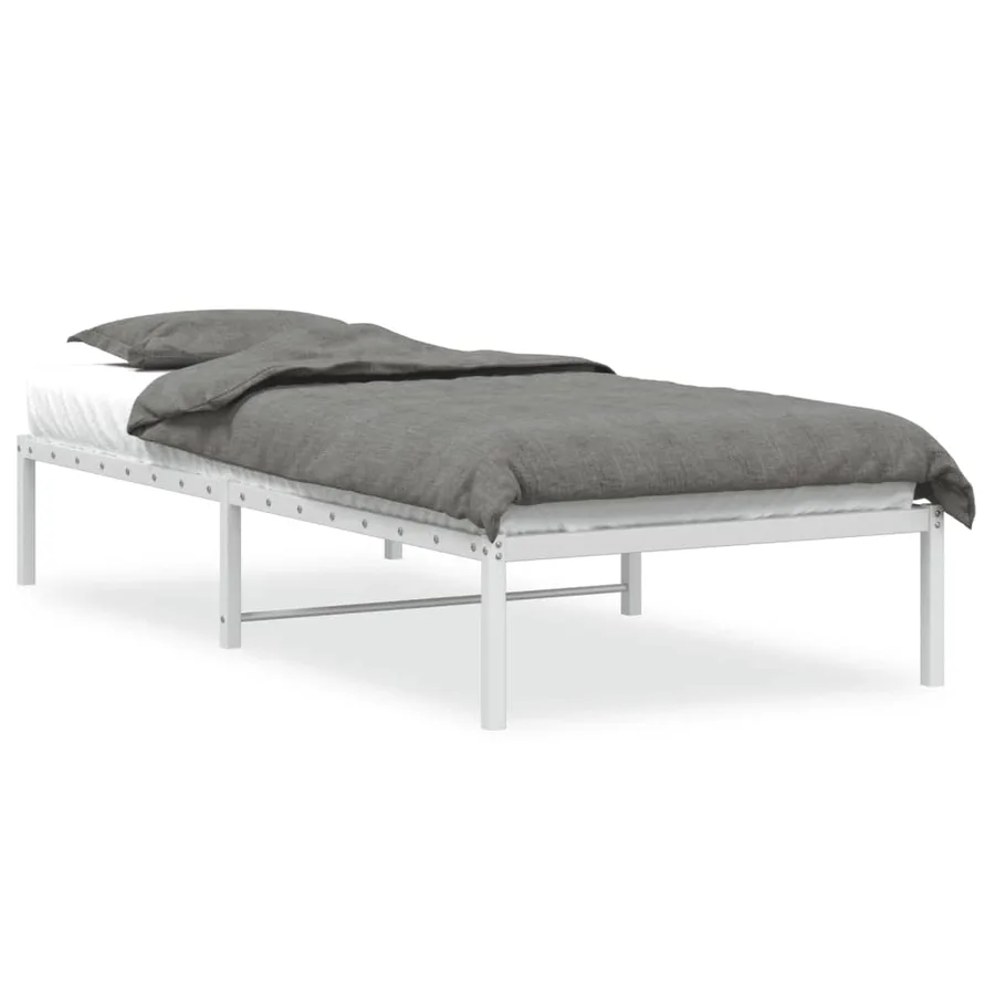 Cadre de lit métal sans matelas blanc 90x190 cm - 2