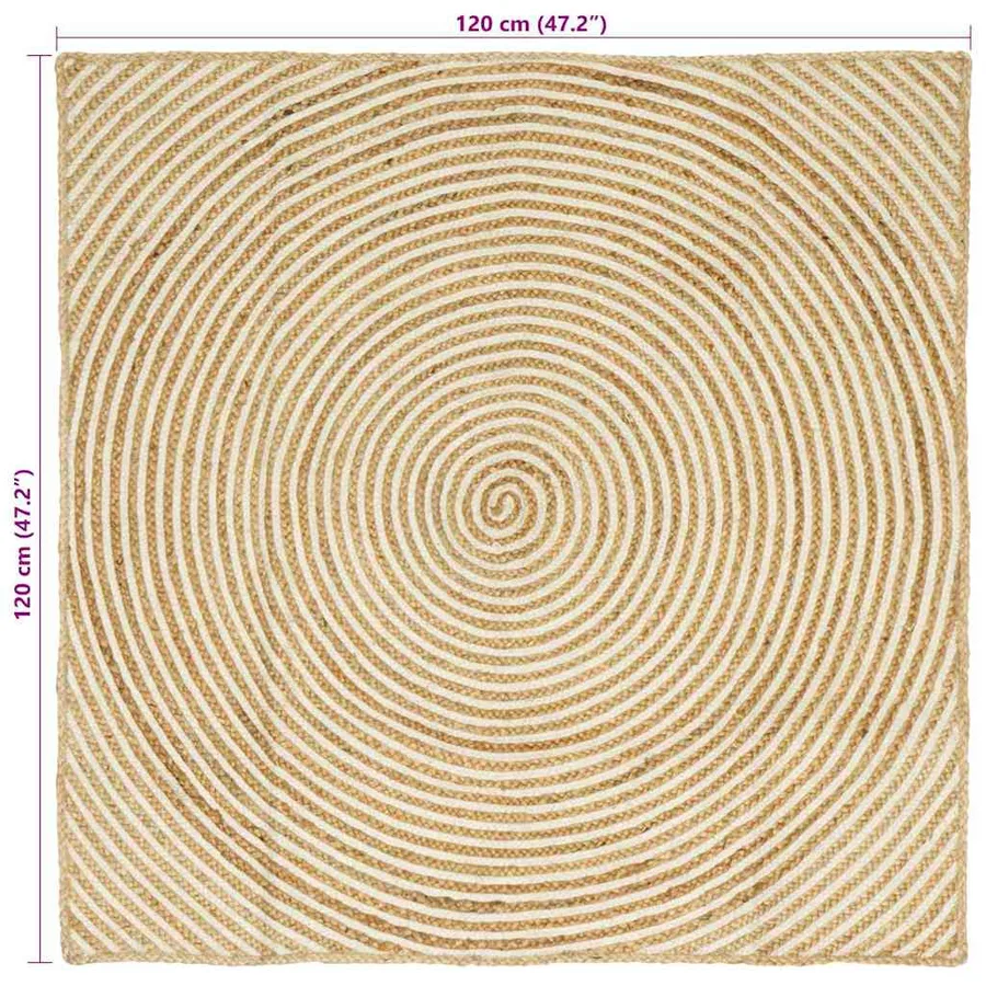 Tapis de surface Blanc 120 x 120 cm Jute - 8