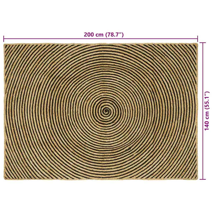 Tapis de surface Noir 140 x 200 cm Jute - 9