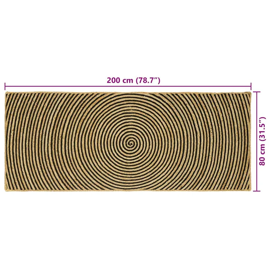 Tapis de surface Noir 80 x 200 cm Jute - 9