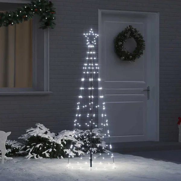 Arbre de Noël LED avec piquets au sol Blanc froid 250 cm Fer