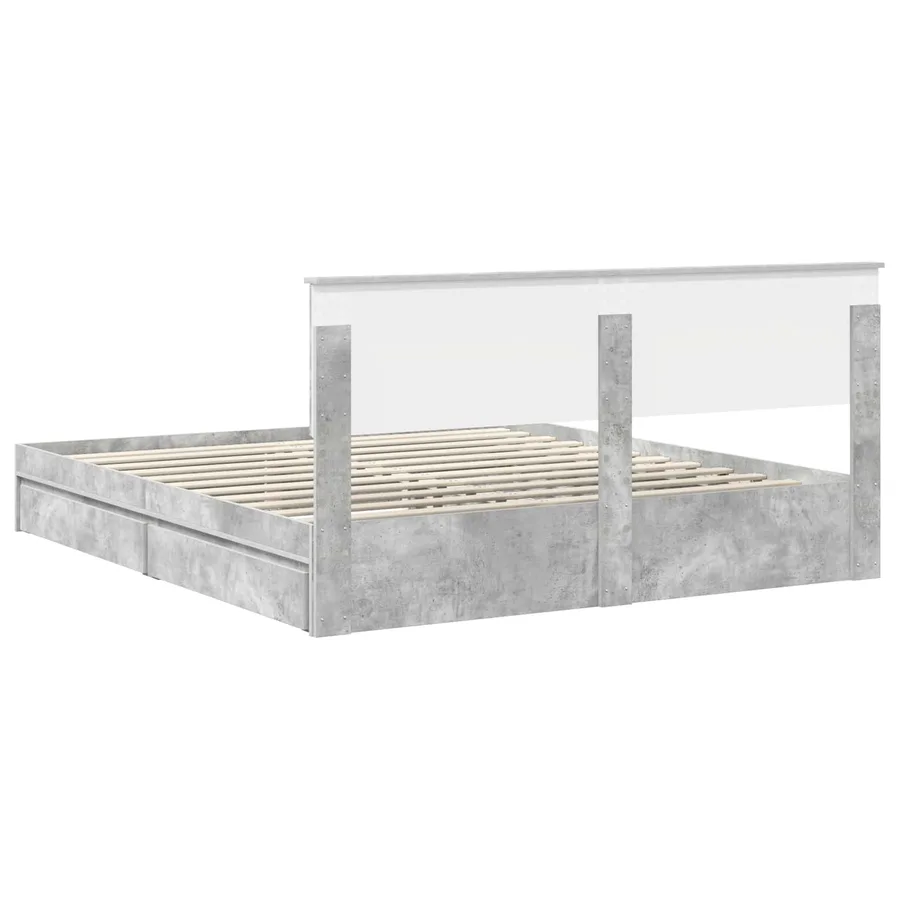 Lit de Rangement Gris béton 180 x 200 cm Bois d'ingénierie - 8