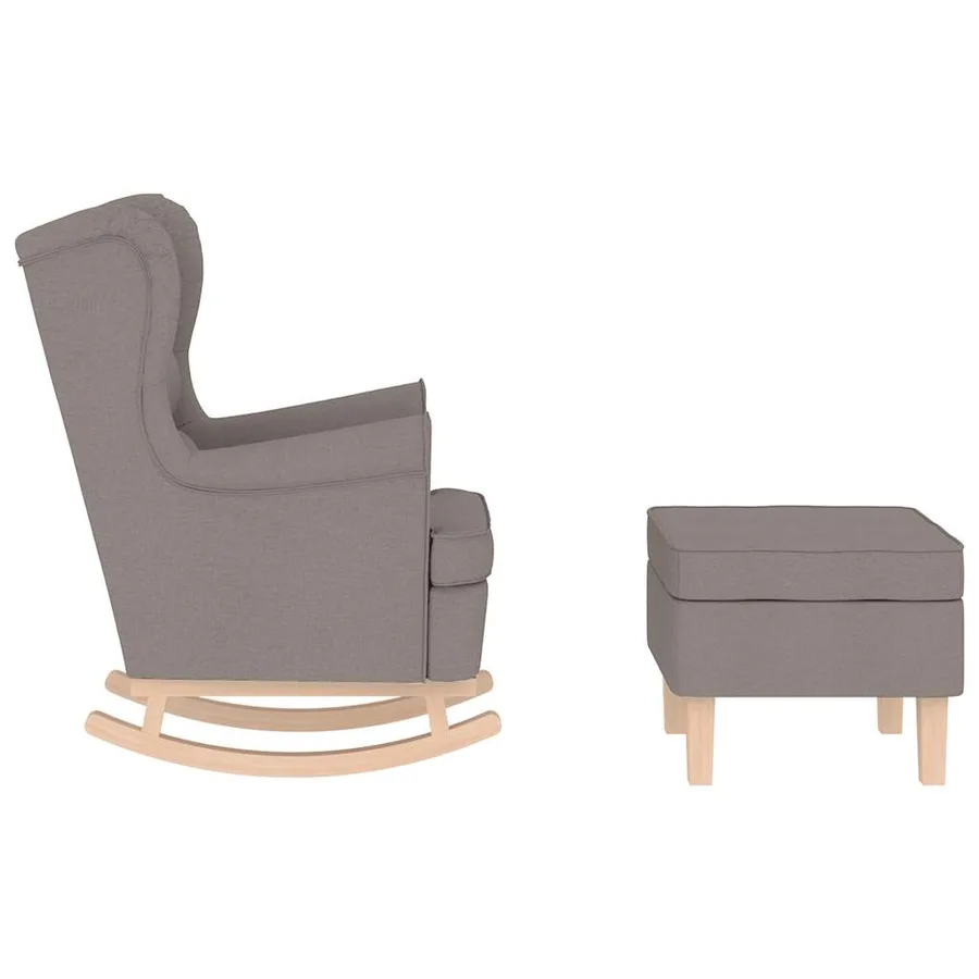 Chaise à bascule avec repose-pied Taupe Tissu - 5