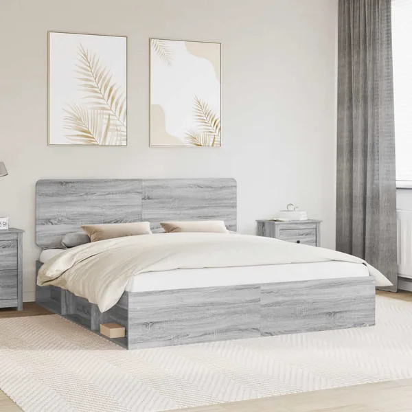 Cadre de lit Gris Sonoma 200 x 200 cm Bois de pin massif