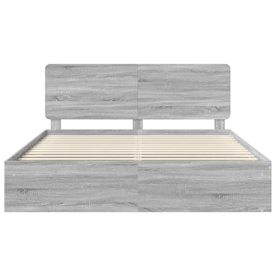 Cadre de lit Gris Sonoma 200 x 200 cm Bois de pin massif - 7