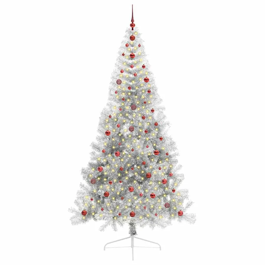 Sapin de Noël artificiel pré-éclairé Argent 240 cm PET - 3