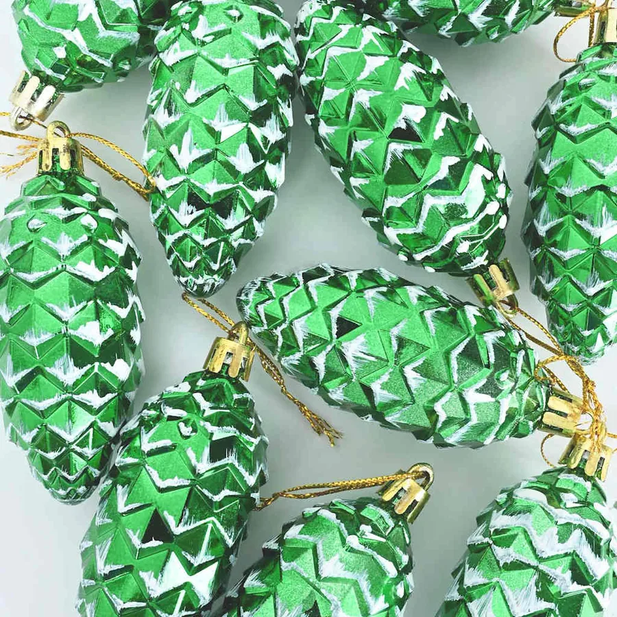 Boule de Pomme de Pin de Noël 40 pcs Vert Plastique - 5