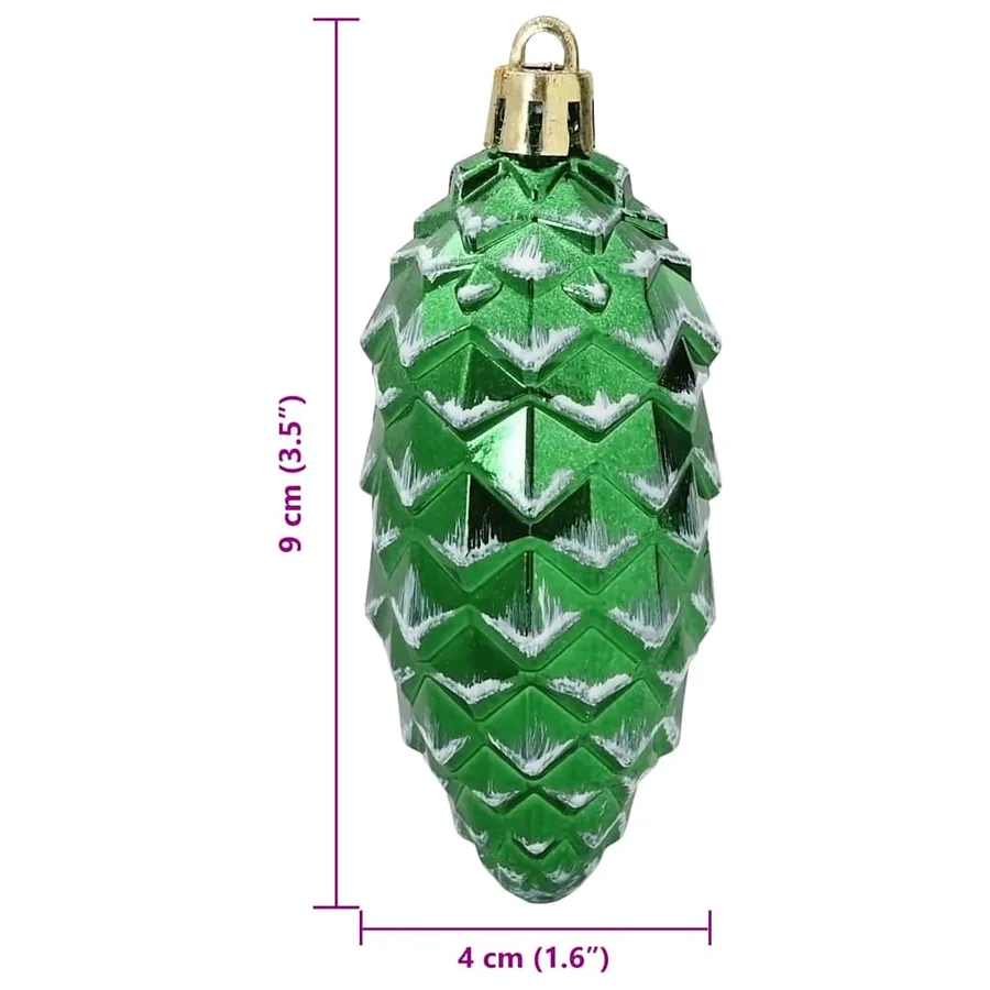 Boule de Pomme de Pin de Noël 40 pcs Vert Plastique - 6