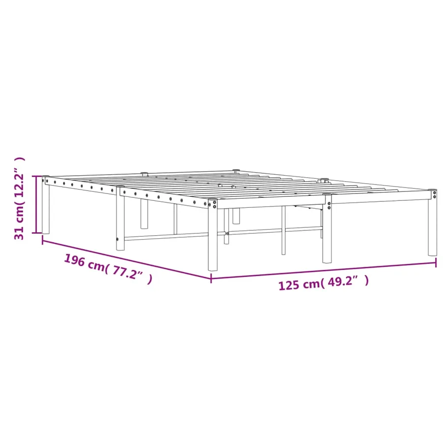 Cadre de lit métal sans matelas noir 120x190 cm - 9