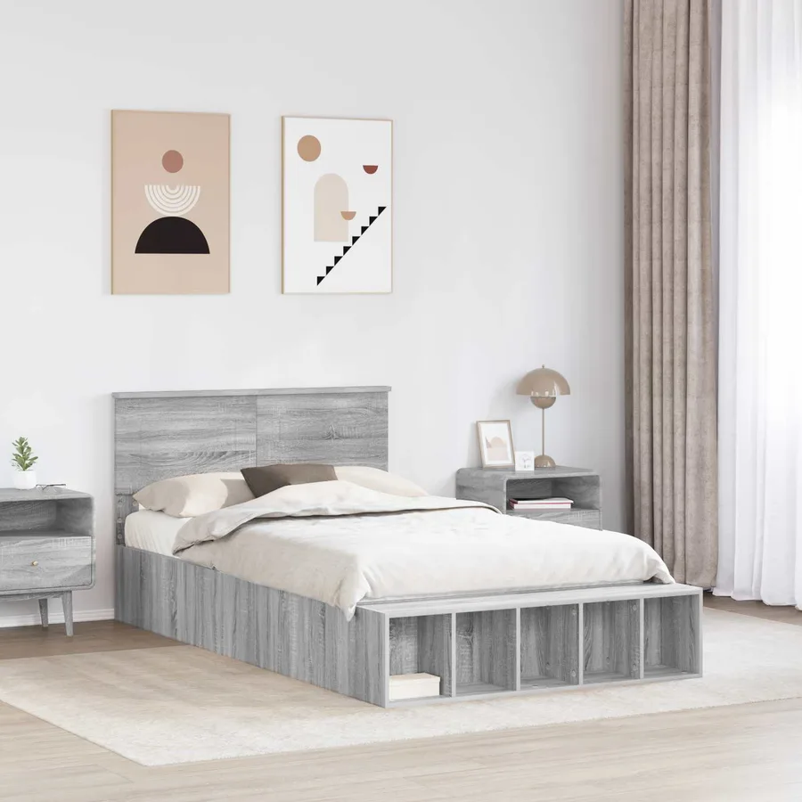 Cadre de lit Gris Sonoma 120 x 190 cm Bois d'ingénierie - 3