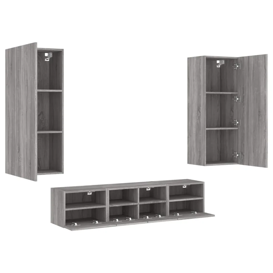 Unités murales TV 5 pcs sonoma gris bois d'ingénierie - 4