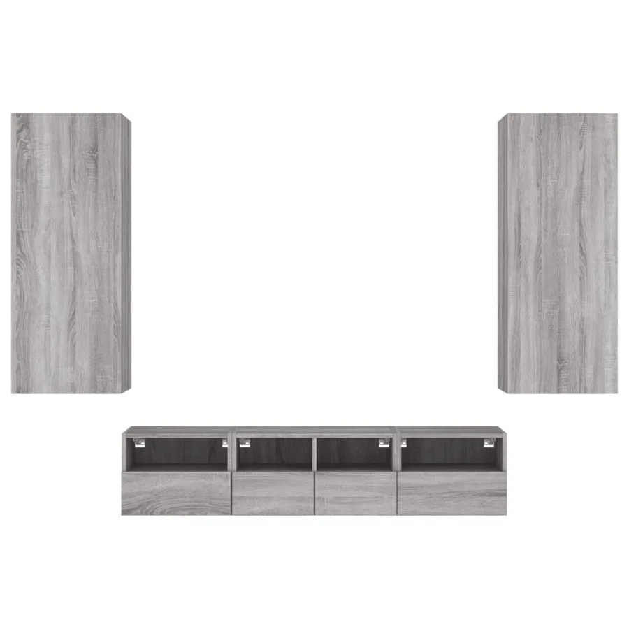 Unités murales TV 5 pcs sonoma gris bois d'ingénierie - 5
