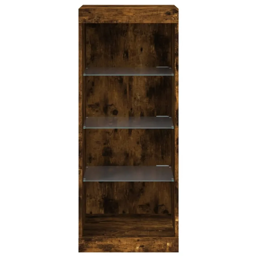 Buffet avec lumières LED chêne fumé 41x37x100 cm - 6