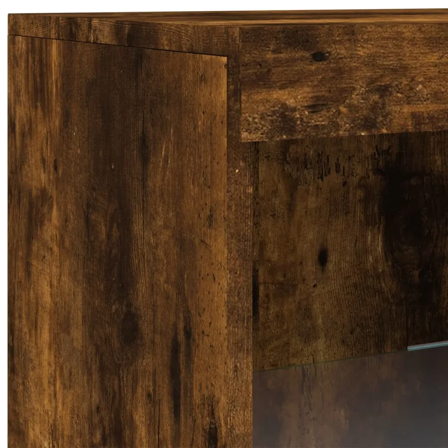 Buffet avec lumières LED chêne fumé 41x37x100 cm - 9