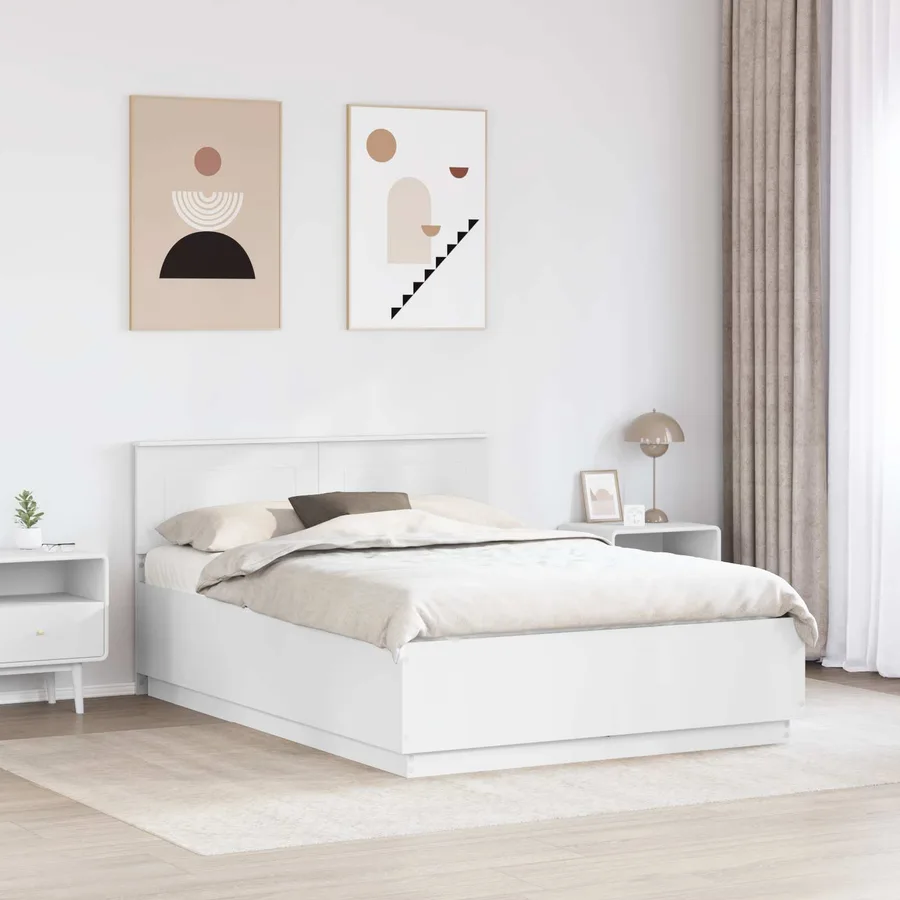 Cadre de lit Blanc 140 x 190 cm Bois d'ingénierie - 3