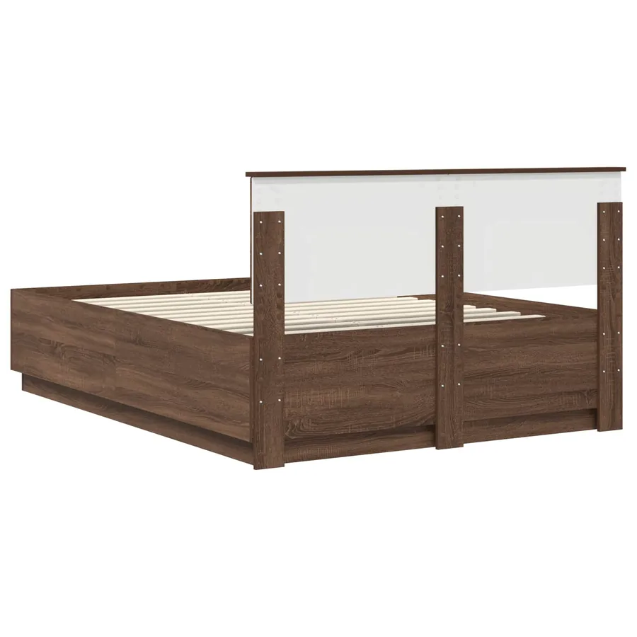 Cadre de lit Chêne brun 140 x 190 cm Bois d'ingénierie - 10