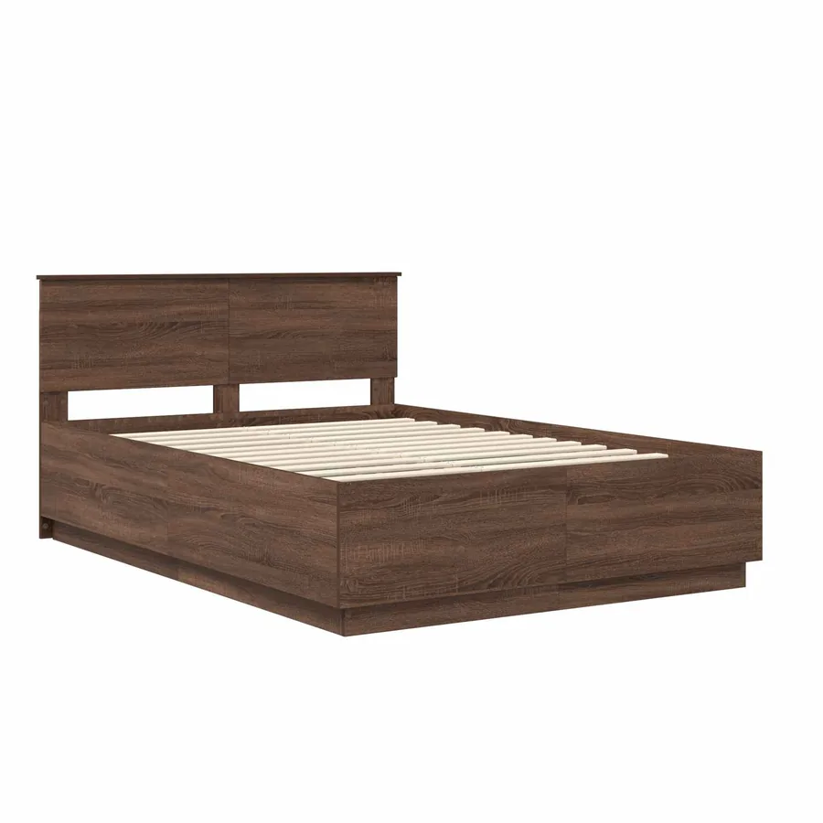 Cadre de lit Chêne brun 140 x 190 cm Bois d'ingénierie - 5