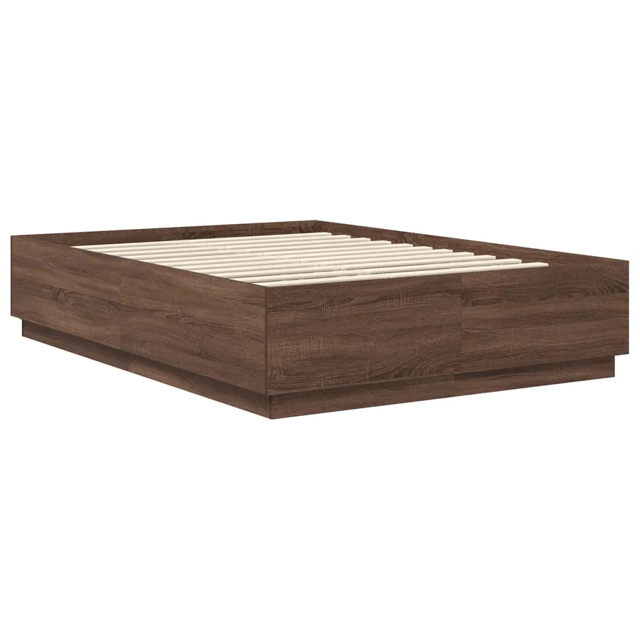 Cadre de lit Chêne brun 140 x 190 cm Bois d'ingénierie - 6