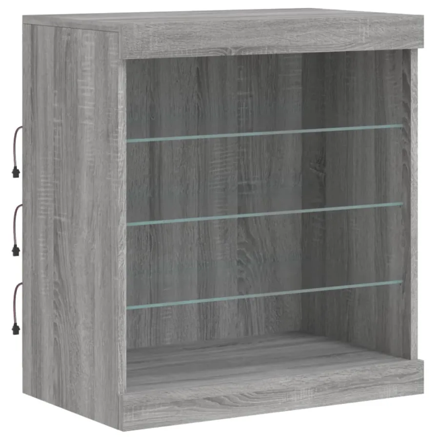 Buffet avec lumières LED sonoma gris 181,5x37x67 cm - 11