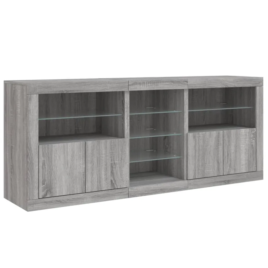 Buffet avec lumières LED sonoma gris 181,5x37x67 cm - 5