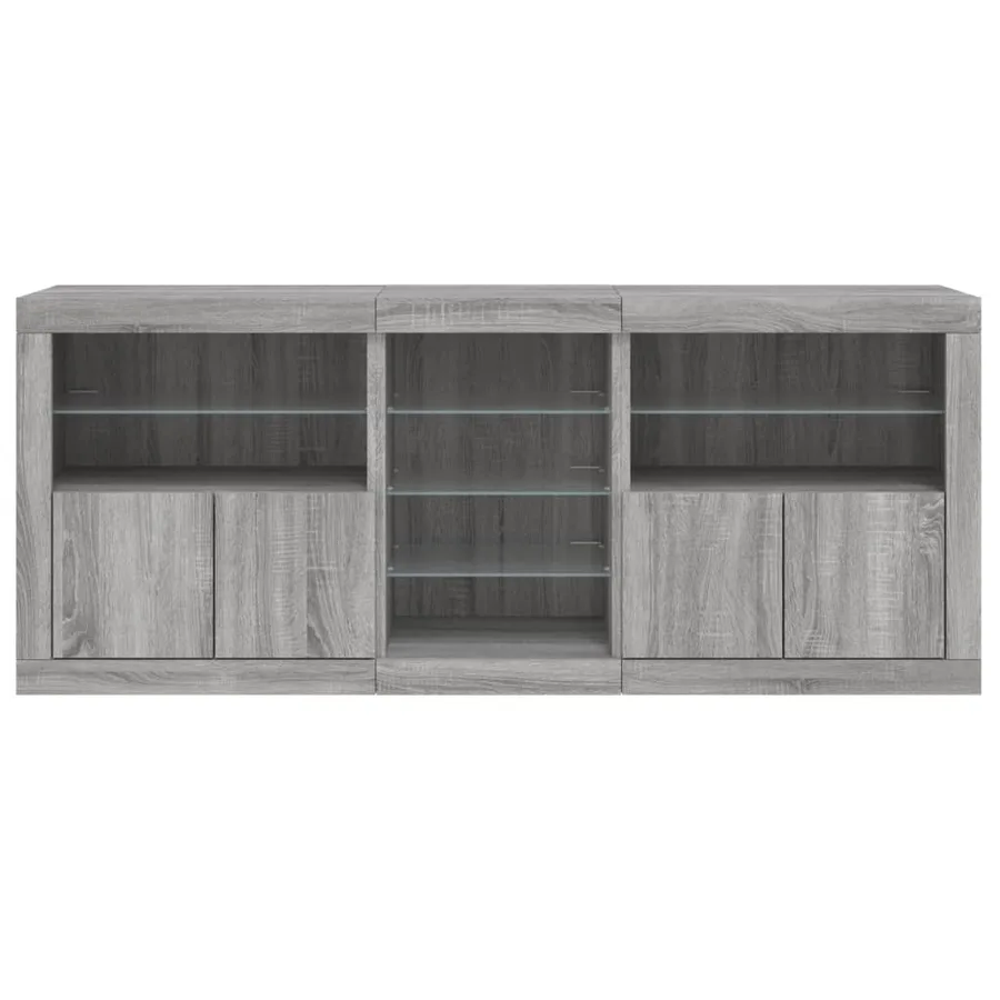 Buffet avec lumières LED sonoma gris 181,5x37x67 cm - 6