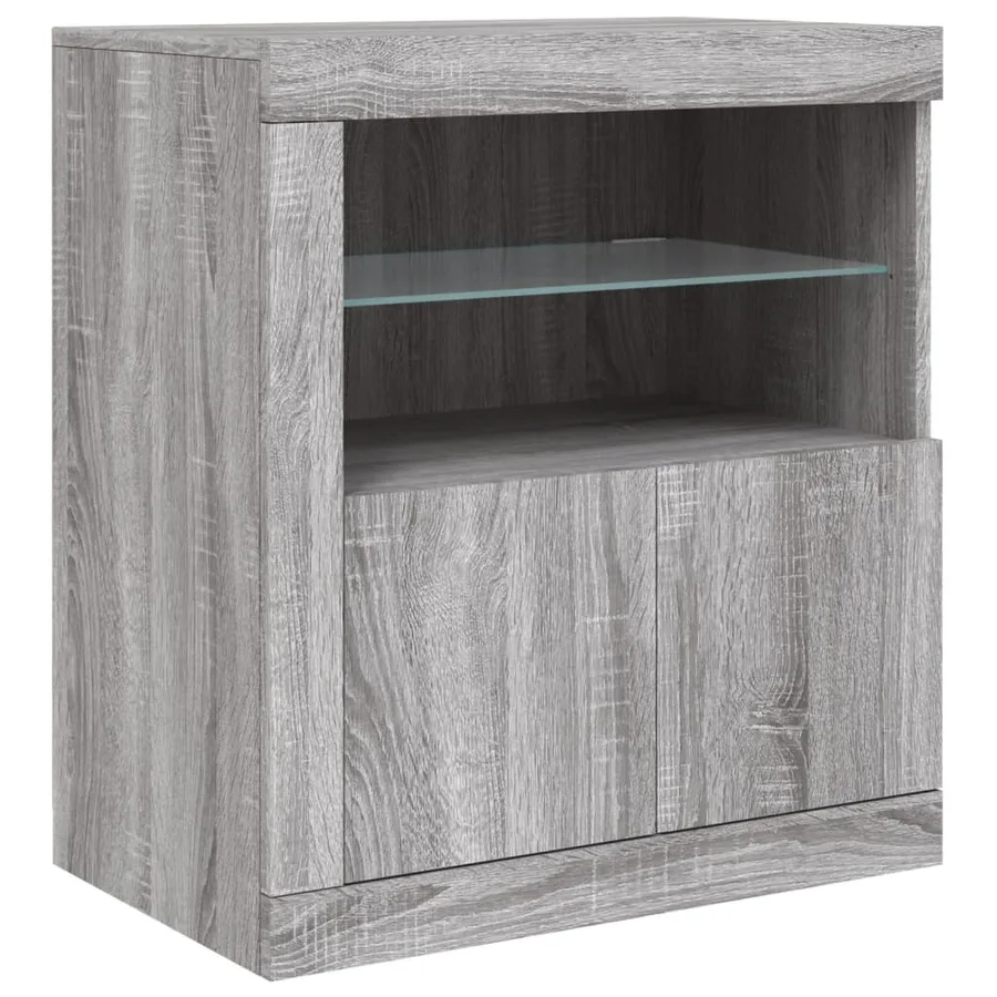 Buffet avec lumières LED sonoma gris 181,5x37x67 cm - 9
