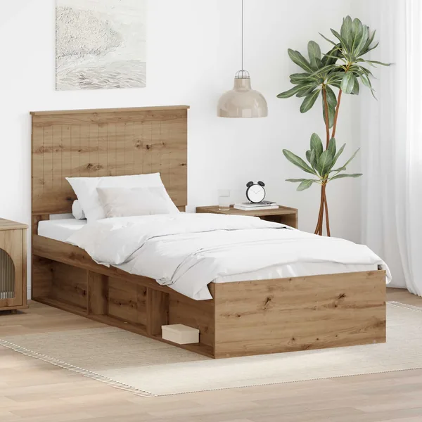 Cadre de lit Chêne artisan 90 x 200 cm Bois de pin massif