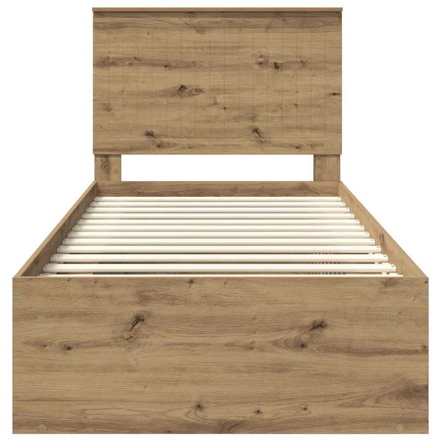 Cadre de lit Chêne artisan 90 x 200 cm Bois de pin massif - 7