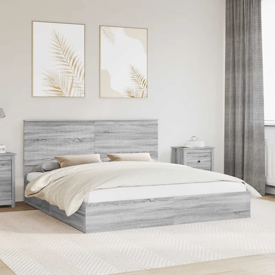 Lit de Rangement Gris Sonoma 180 x 200 cm Bois d'ingénierie