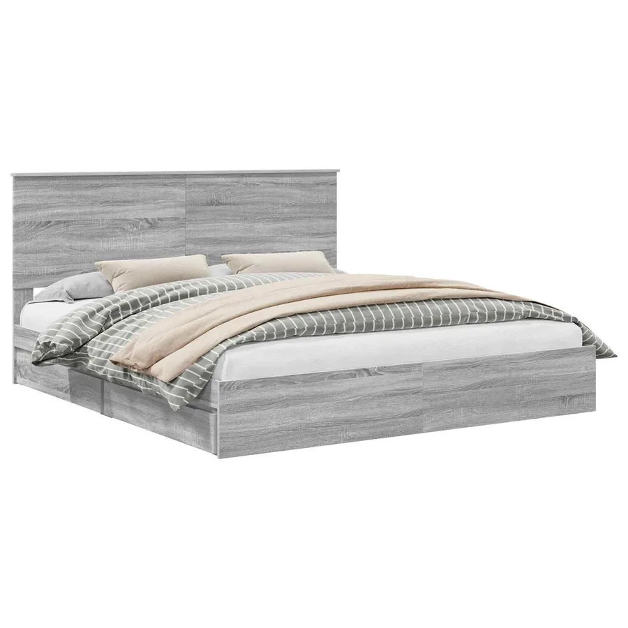Lit de Rangement Gris Sonoma 180 x 200 cm Bois d'ingénierie - 2