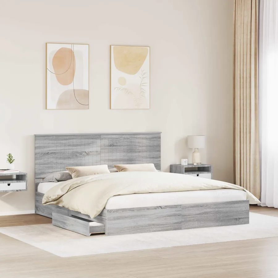 Lit de Rangement Gris Sonoma 180 x 200 cm Bois d'ingénierie - 3
