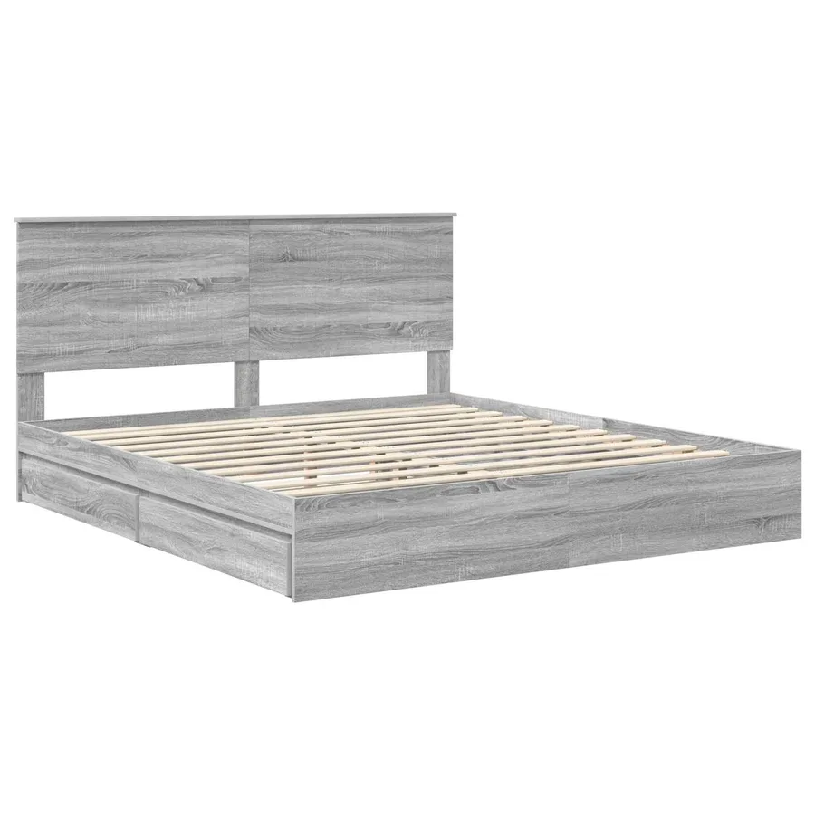 Lit de Rangement Gris Sonoma 180 x 200 cm Bois d'ingénierie - 4