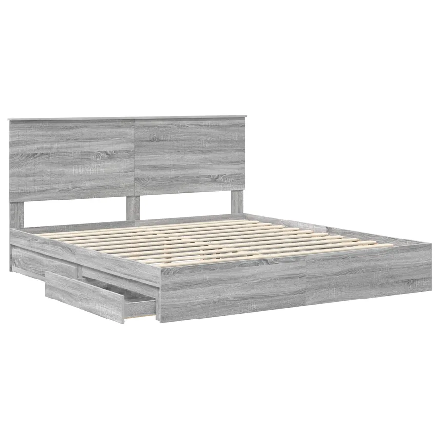 Lit de Rangement Gris Sonoma 180 x 200 cm Bois d'ingénierie - 5