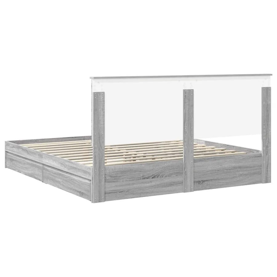 Lit de Rangement Gris Sonoma 180 x 200 cm Bois d'ingénierie - 8