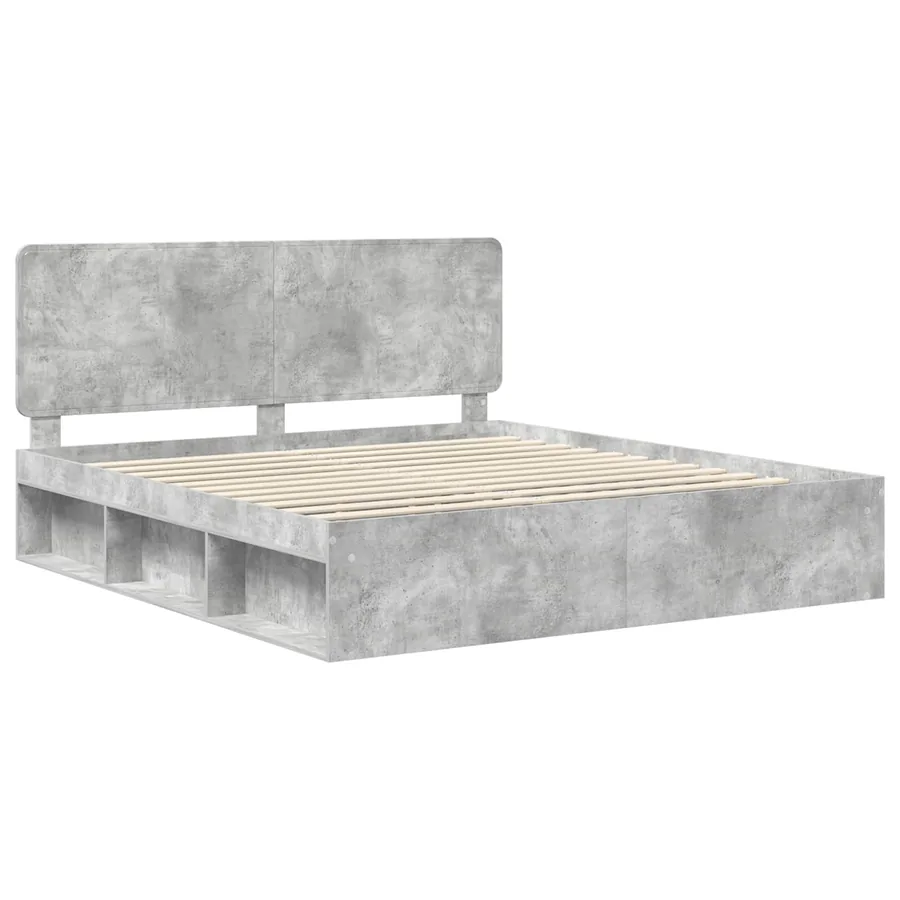 Cadre de lit Béton 180 x 200 cm Bois de pin massif - 4